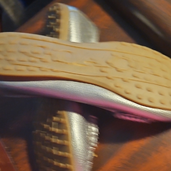 Coach Shimmering Silver Leather Loafers - Picture 4 of 7